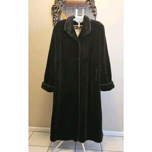Pamela McCoy Faux Fur Long Coat Full Length Leopard Lined Women’s 2X Y2K Glam